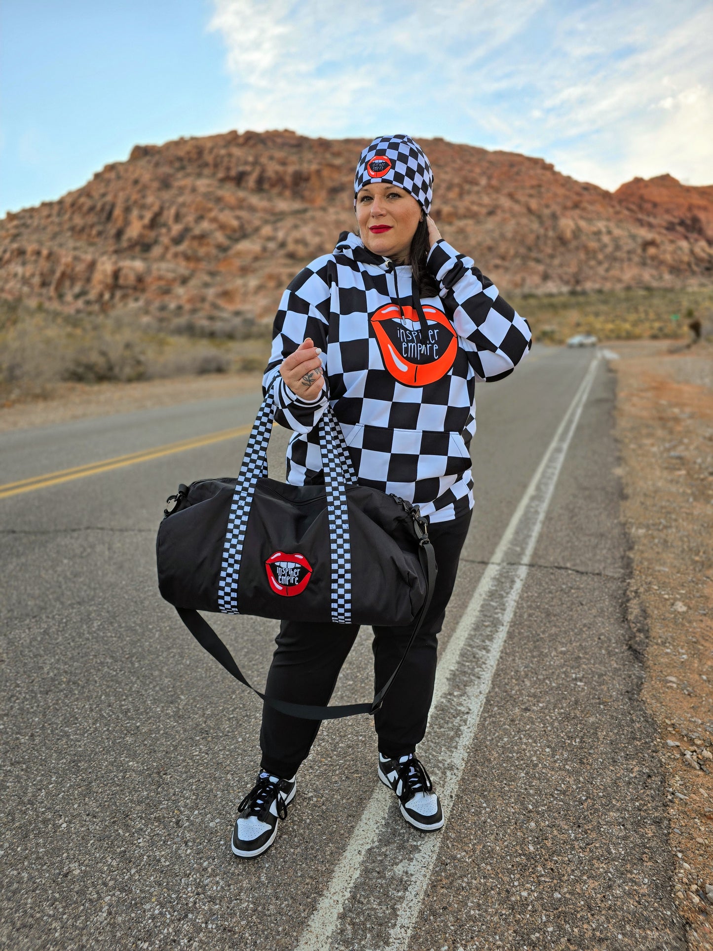 Checkered Lips Lightweight Beanie