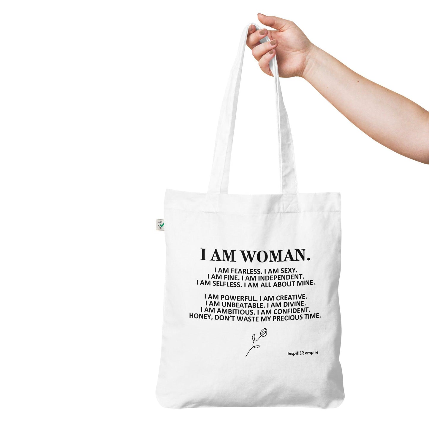 🌎 I Am Woman Organic Tote Bag