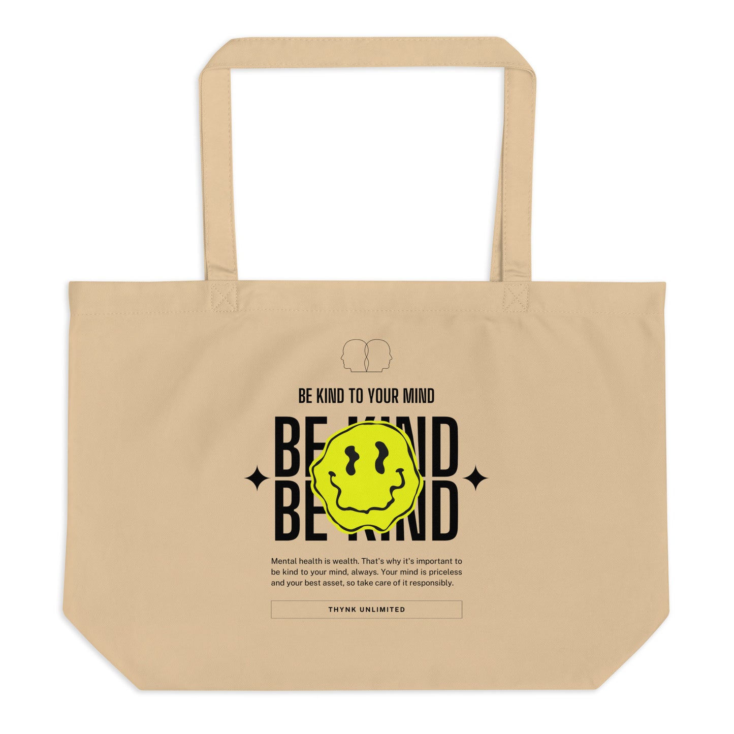 🌎 Be Kind To Your Mind Large Organic Tote Bag
