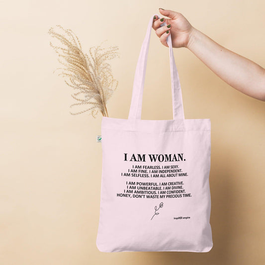 🌎 I Am Woman Organic Tote Bag